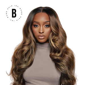 Open image in slideshow, Elevate your style with this stunning HD custom Lace Frontal Highlight Human Hair Wig.
