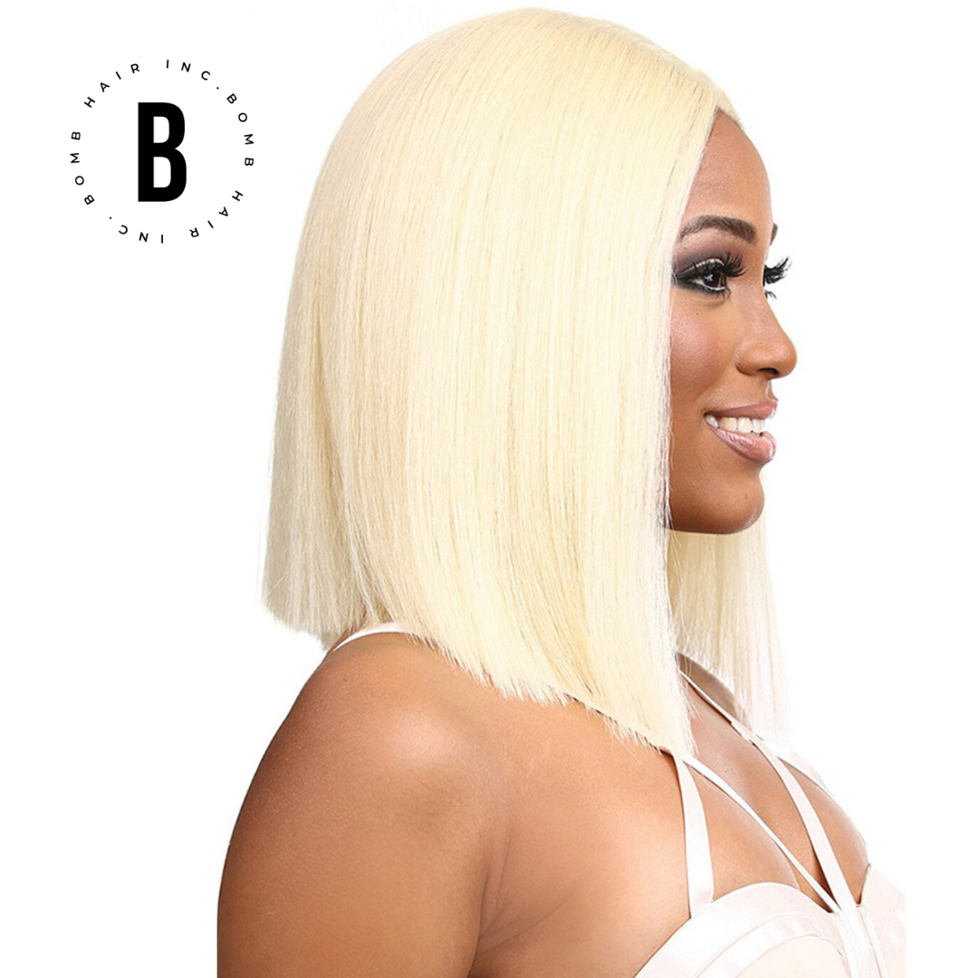 Make a statement with this stunning Blonde Bob Wig, pair it with a sleek and stylish cut.