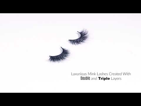 video of black 3D mink lashes with background and gold lash applicator 
